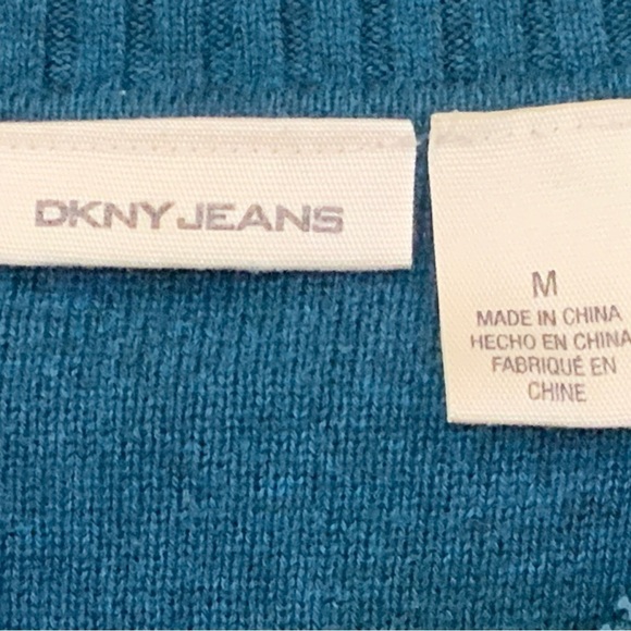 DKNY Jeans 1/4 Zip Pullover Sweater Arm Spell Out - Picture 4 of 6